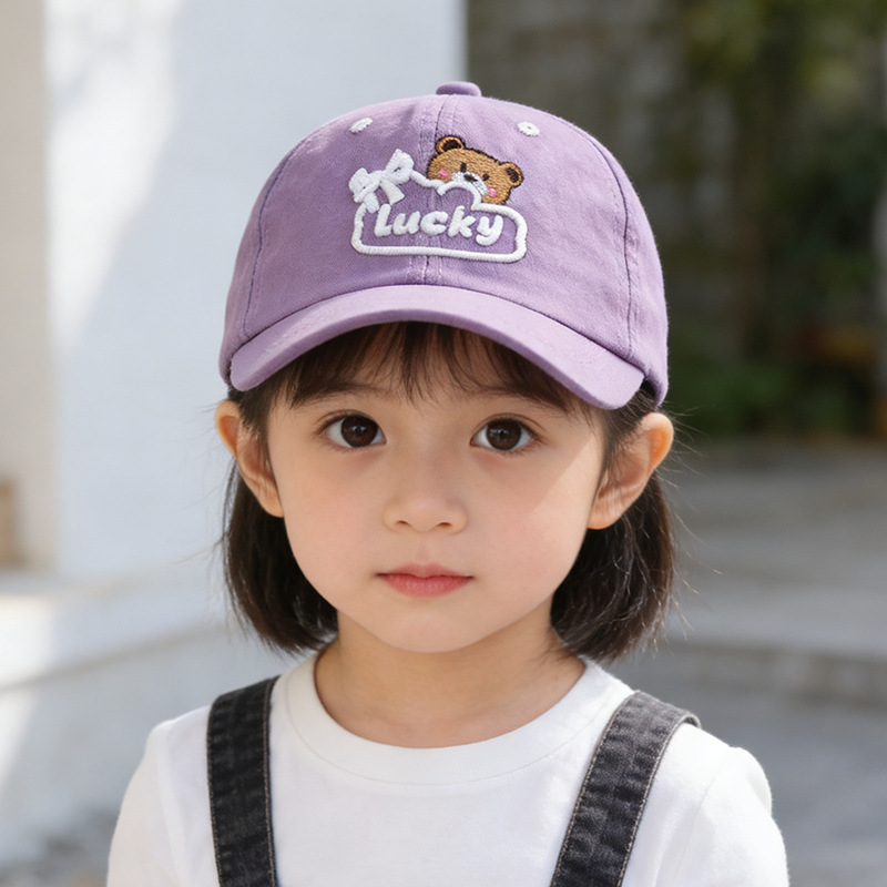 Hat Snapback Cap - ベビーキッズサンハット 52cm 2-5歳 幼児用クマ刺繍入り野球帽 調節可能なアウトドア スナップバックキャップ
