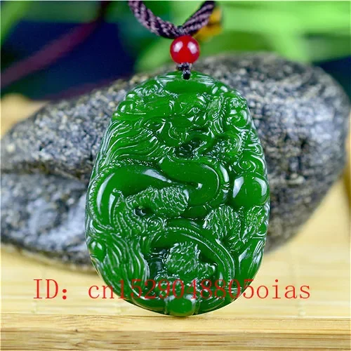 Men Accessories Jewelry - 男性と女性のための中国の翡翠ドラゴンペンダント,ネックレス,ナチュラルグリーン,ファッションアクセサリー,チャーム,刻まれたお守り,ギフト