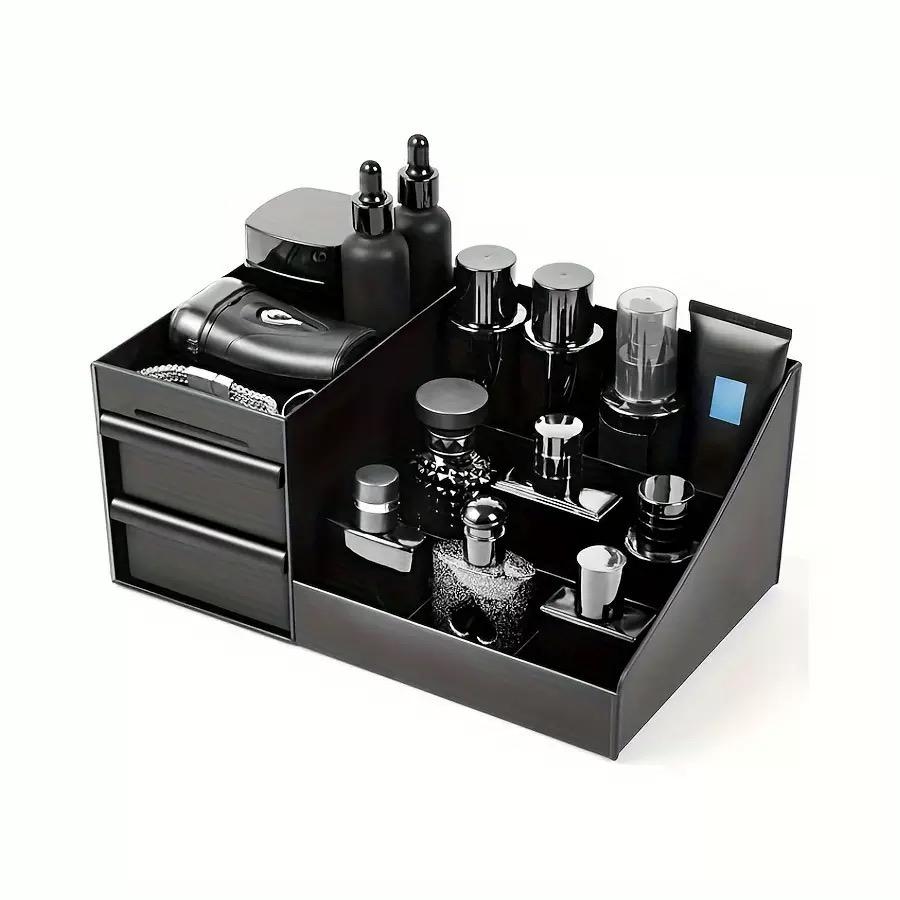 Men'S Accessories Tray - ヴィンテージバスルームオーガナイザー化粧品収納ボックス香水トレイプラスチック製メイクアップディスプレイラック歯ブラシホルダーシンクブラシスタンド男性用コロン棚化粧台スキンケアデスクトップビンホームオーガナイザーアクセサリー