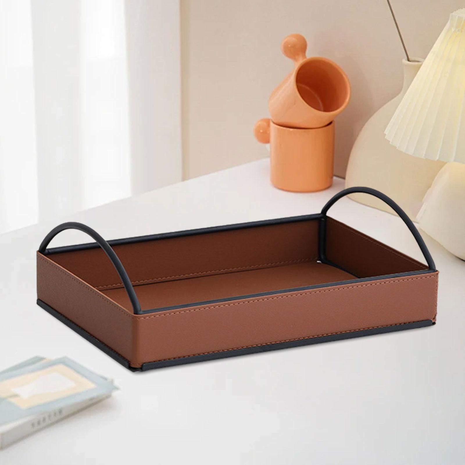 Men'S Accessories Tray - モダンなPUレザー製バレットトレイ、デスクアクセサリーホルダー、収納オーガナイザー（家庭、オフィス、玄関用）