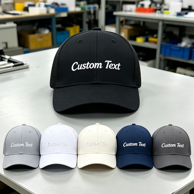 Hat Snapback Cap - カスタム刺繍入りトラッカーハット、通気性の良いメッシュ素材の野球帽、男女兼用、サイズ調整可能なスナップバック、速乾性、日よけ帽子、少量から注文可能。