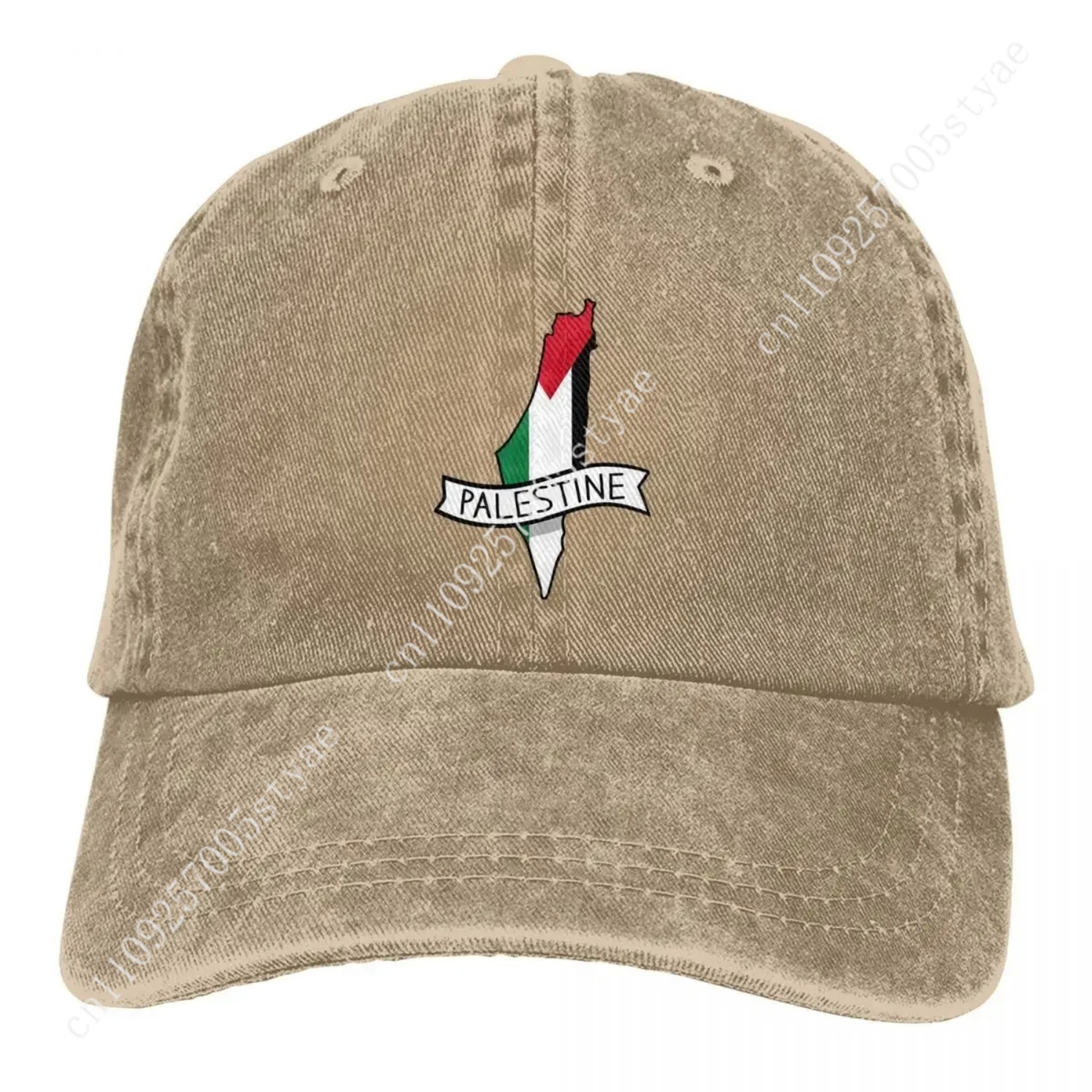 Hat Snapback Cap - パレスチナ国旗マップステッカー付き野球帽 カジュアルなダメージ加工デニムウォッシュドピーススナップバックキャップ メンズ レディース アクティビティキャップ 帽子