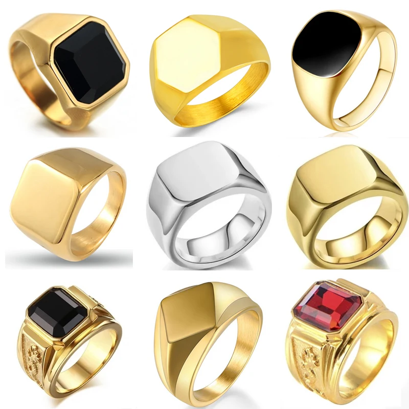 Men'S Accessories Jewelry Sale - 男性用パンクスタイルのバイカーリング,大きな正方形のバックル,ファッションブランドのジュエリーアクセサリー,販売
