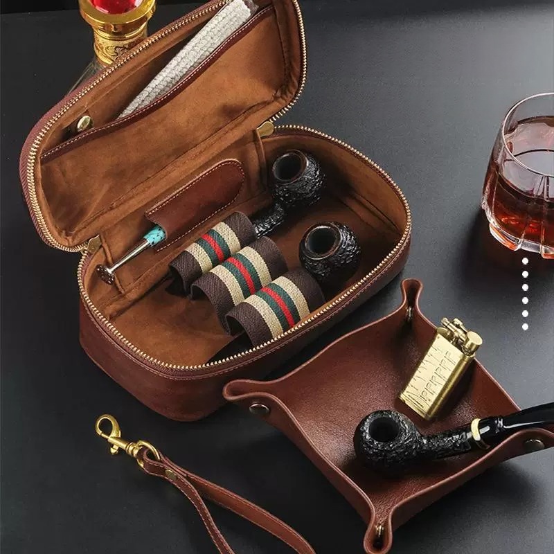 Men'S Accessories Organizer Tray - パイプポーチ 本革製 ポータブル 折りたたみ式 タバコトレイ 巻きたばこ用パッド