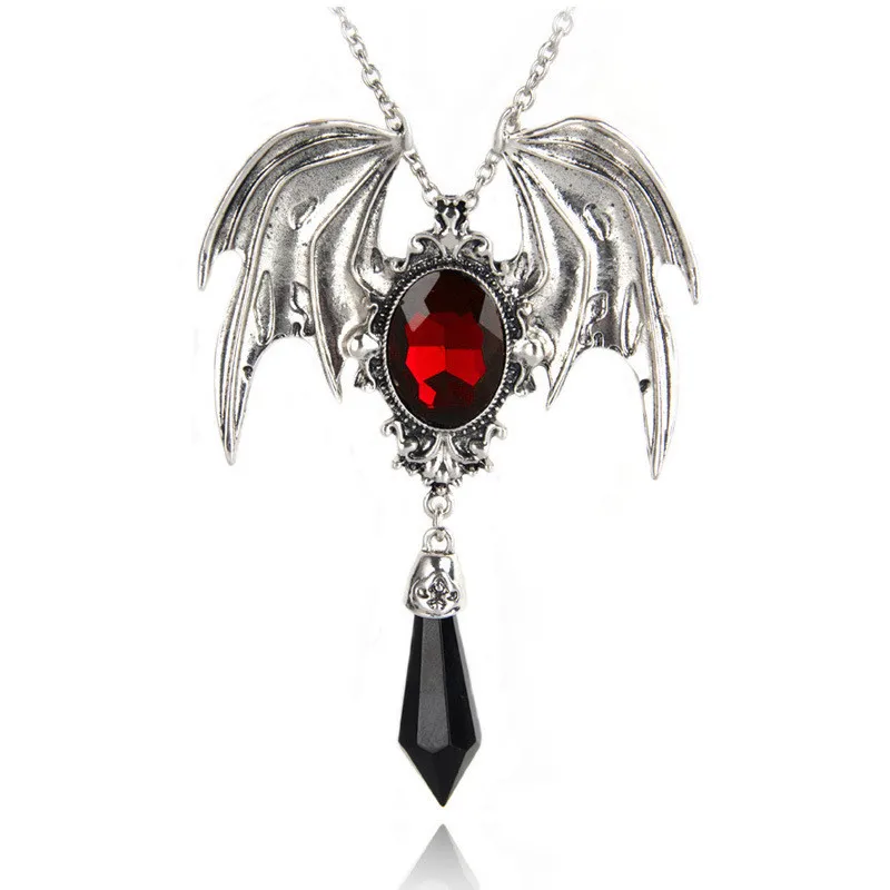 Men'S Accessories Jewelry Sale - バットネックレス女性男性ゴシックジュエリーバット翼の結晶のペンダントネックレスロング女性アクセサリーホット販売のギフト最良の友人