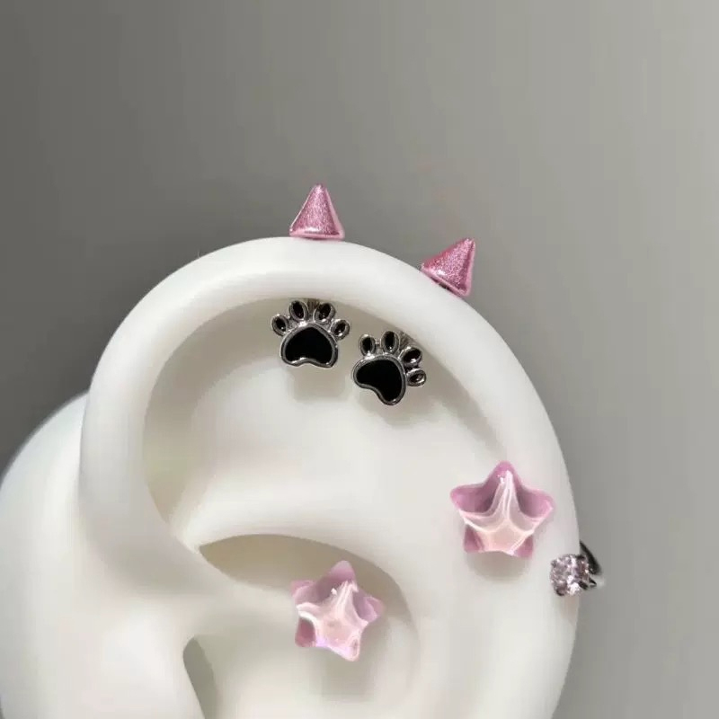 新発売 1ペア 可愛い猫の足 デビルスタッドピアス レディー - Men'S Accessories Jewelry Sale のレビューと価格