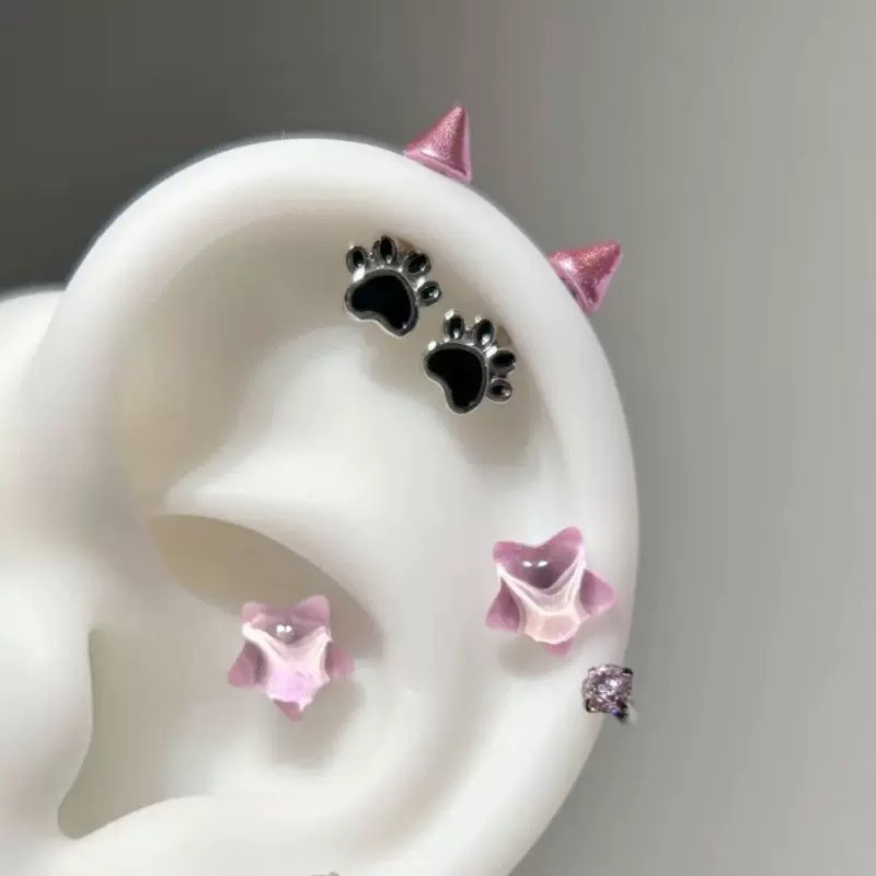 新発売 1ペア 可愛い猫の足 デビルスタッドピアス レディー - Men'S Accessories Jewelry Sale のレビューと価格