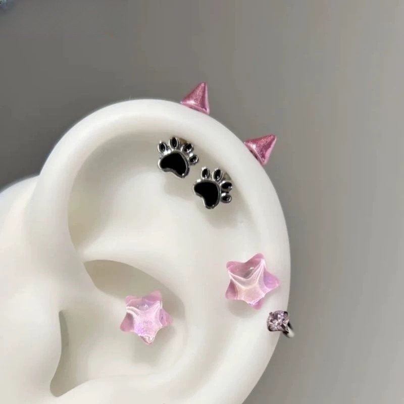新発売 1ペア 可愛い猫の足 デビルスタッドピアス レディー - Men'S Accessories Jewelry Sale のレビューと価格