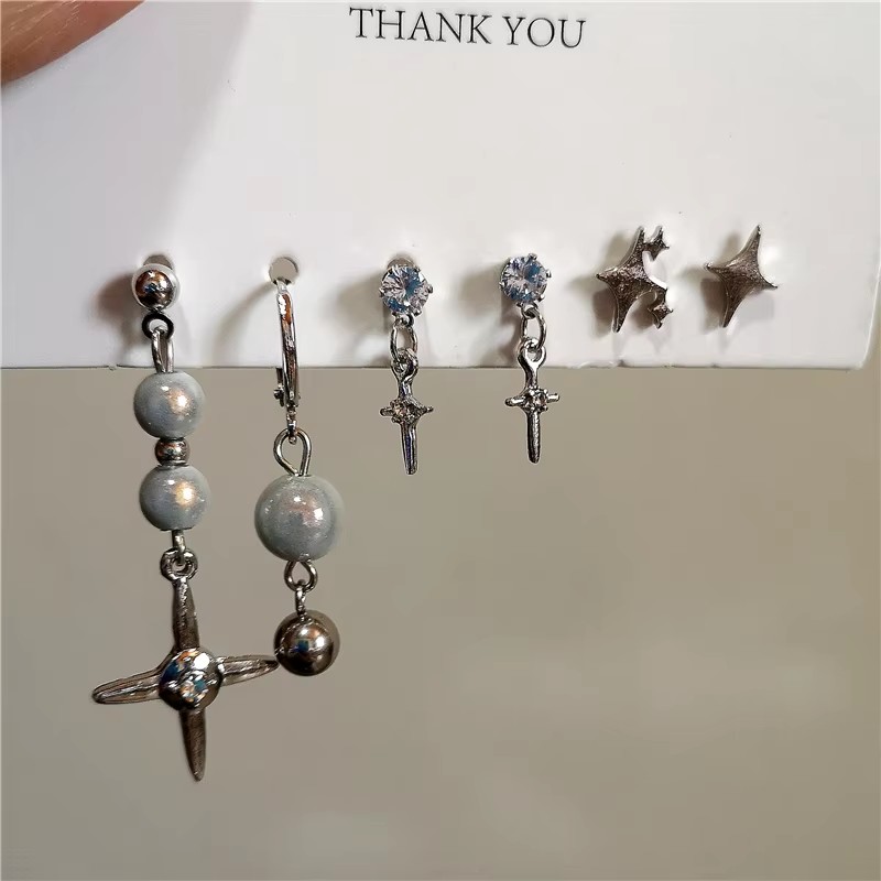 男性と女性のためのクロススターペンダントイヤリング,ゴシック - Men Accessories Aesthetic のレビューと価格