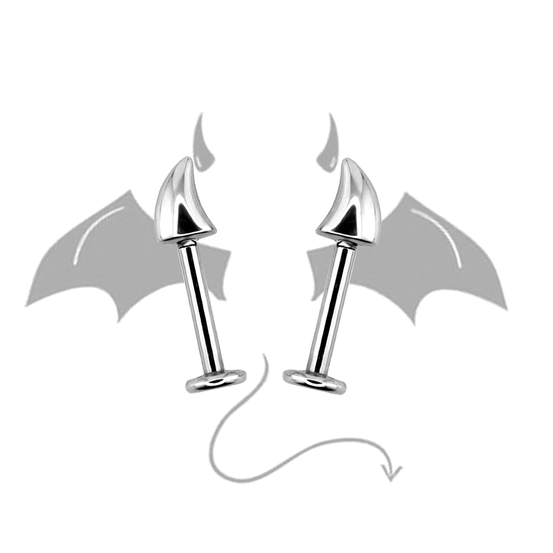 ホット販売かわいい悪魔の角ピアスイヤリング女性男性ゴシックシ - Men'S Accessories Jewelry Sale のレビューと価格