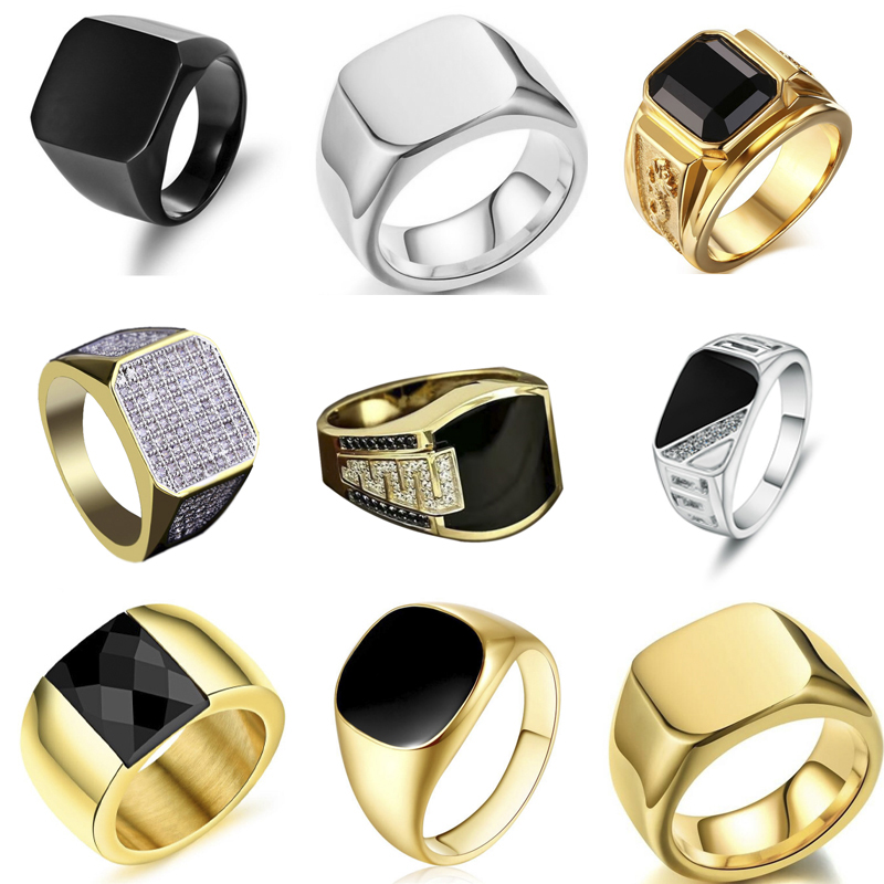 新 2025 金属光沢のあるリング男性のための幾何学的な幅シ - Men'S Accessories Jewelry Sale のレビューと価格