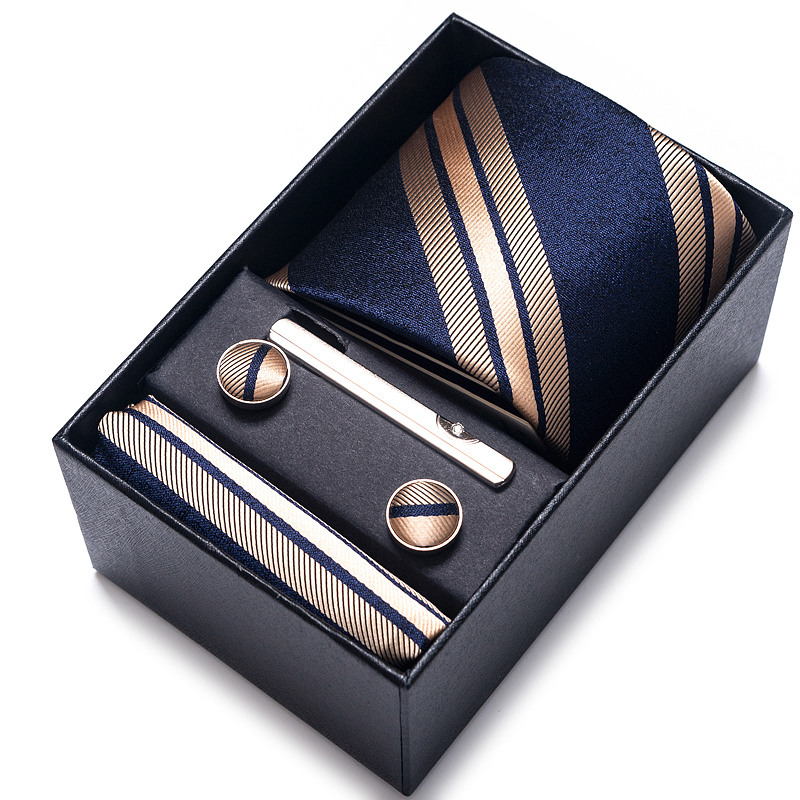 男性用シルクカフスボタン,ネクタイ,ギフトボックス,ゴールド - Men'S Accessories Gift Set Branded のレビューと価格