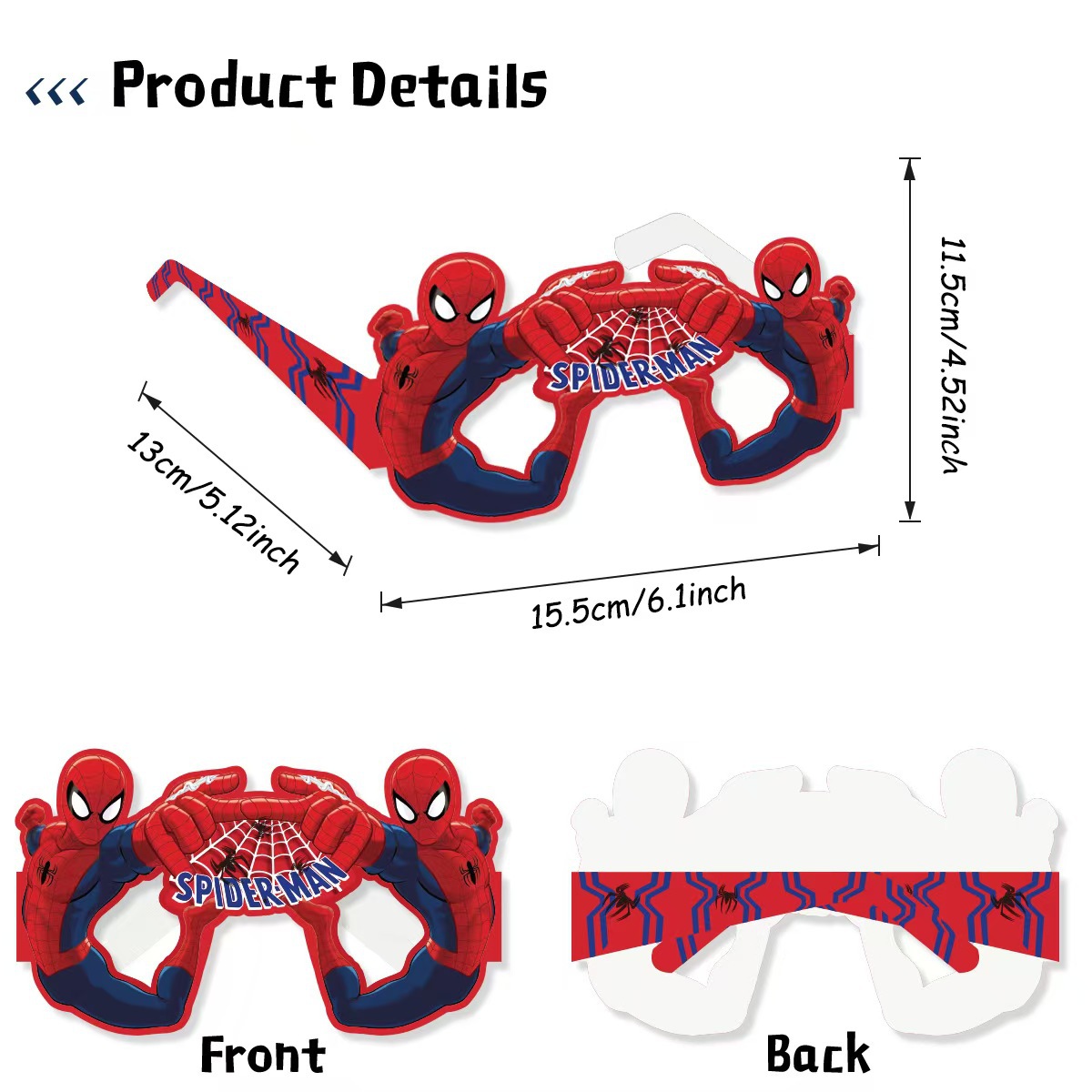 8 個スパイダーマン紙エコフレンドリーメガネコスプレスーパー - Men Accessories For Birthday Gift のレビューと価格