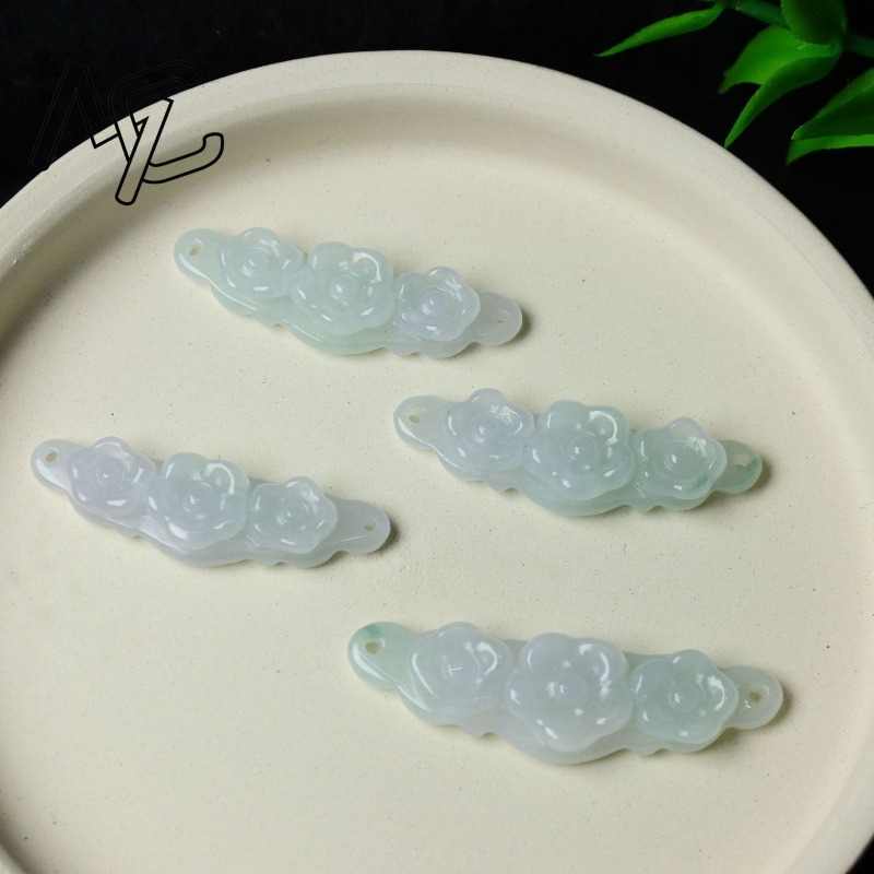 1pc 天然翡翠エメラルドフラワーハンドカード DIY アク - Men Accessories Jewelry のレビューと価格