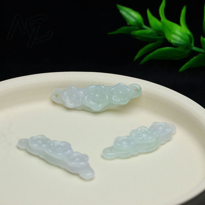 1pc 天然翡翠エメラルドフラワーハンドカード DIY アク - Men Accessories Jewelry のレビューと価格