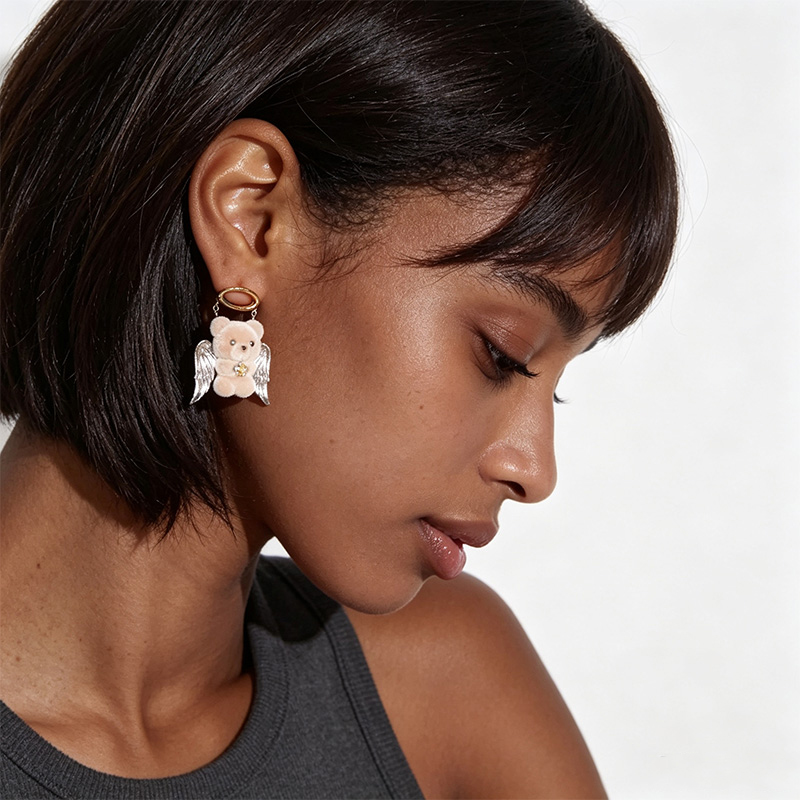 銅合金製ジュエリーアクセサリー、男女兼用の漫画風エンジェルベ - Men Accessories Aesthetic のレビューと価格