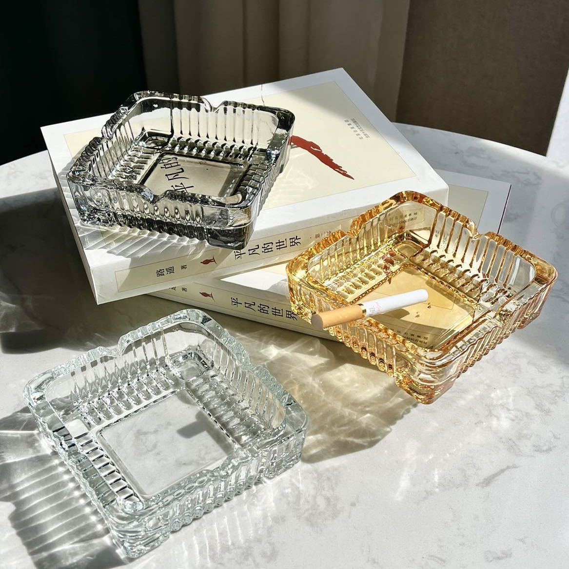 透明ガラス灰皿、葉巻灰皿、オフィスデスクトップ装飾、リビング - Men'S Accessories Tray のレビューと価格
