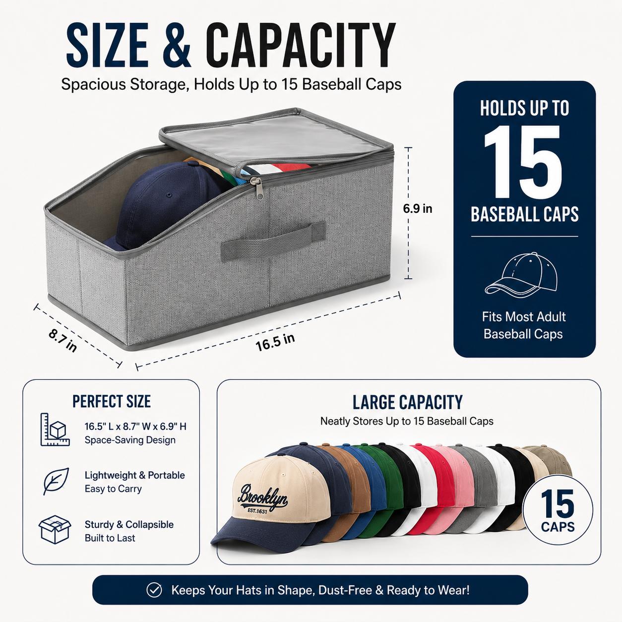 野球帽オーガナイザー収納バッグ（透明窓付き）、折りたたみ式、 - Hat Snapback Cap のレビューと価格