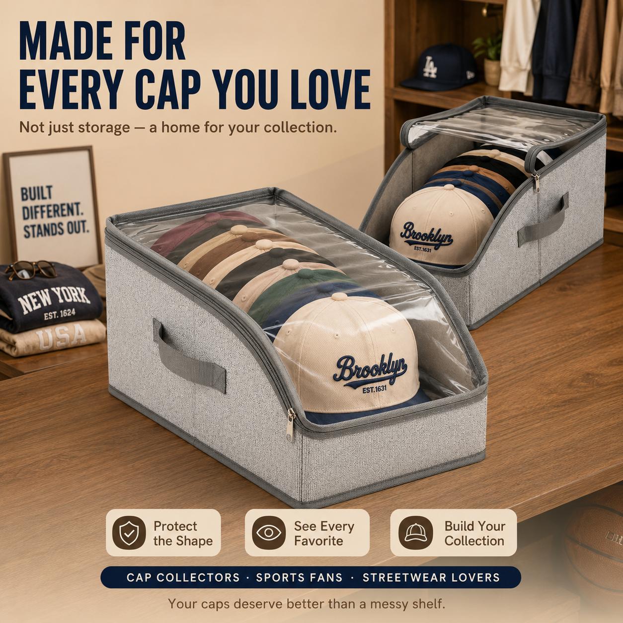 野球帽オーガナイザー収納バッグ（透明窓付き）、折りたたみ式、 - Hat Snapback Cap のレビューと価格