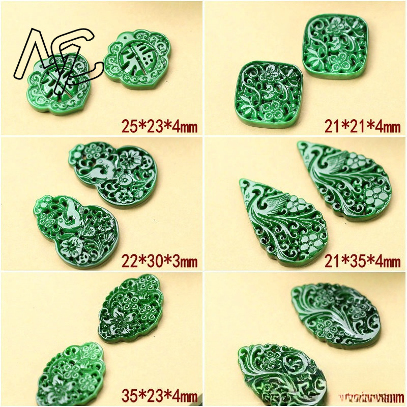 2 個 DIY ナチュラルドライグリーンエメラルド中空アウト - Men Accessories Jewelry のレビューと価格