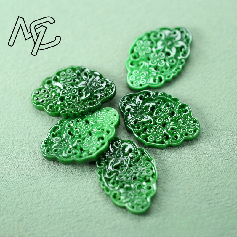 2 個 DIY ナチュラルドライグリーンエメラルド中空アウト - Men Accessories Jewelry のレビューと価格