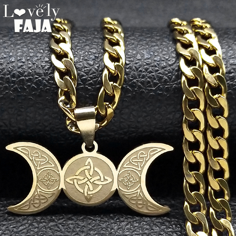 Wicca-男性と女性のためのステンレス鋼のネックレス、クレ - Men Accessories Aesthetic のレビューと価格
