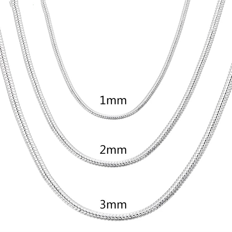 大人気 925スターリングシルバーチャーム 1MM/2MM/ - Men'S Accessories Jewelry Sale のレビューと価格