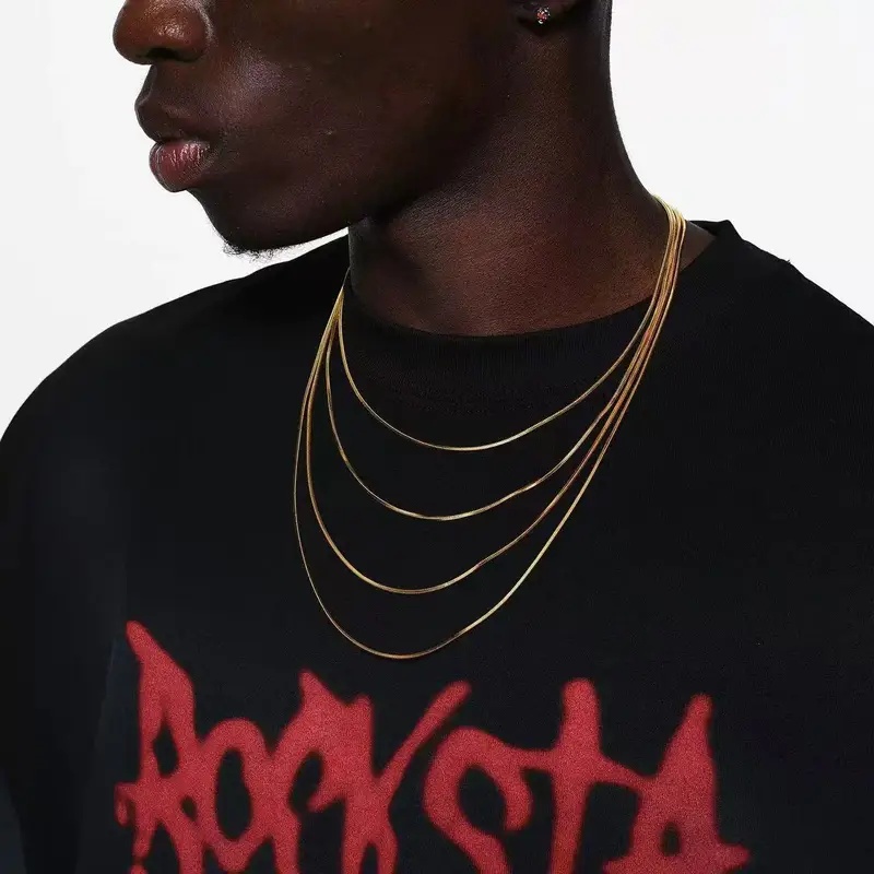 B&C 1.2mm ゴールドカラー ステンレススチール メン - Men'S Accessories Chain のレビューと価格