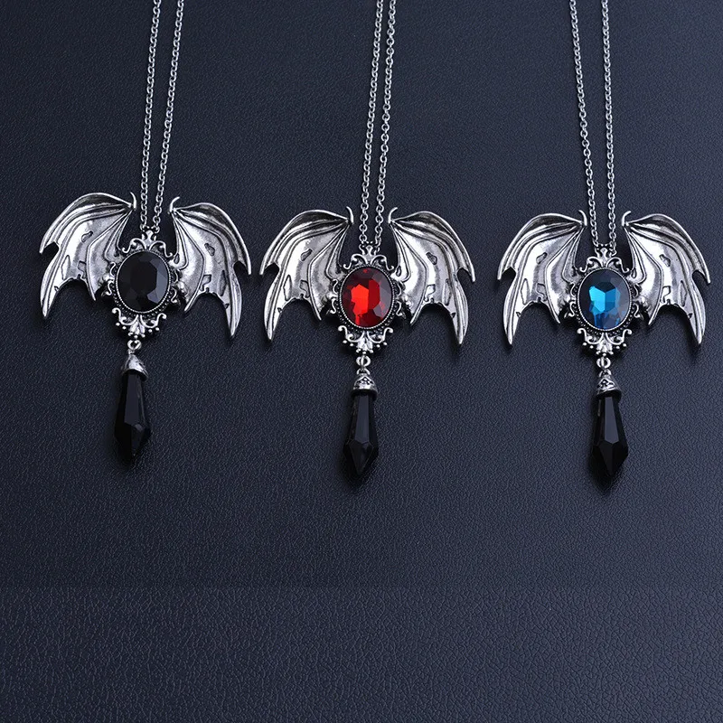 バットネックレス女性男性ゴシックジュエリーバット翼の結晶のペ - Men'S Accessories Jewelry Sale のレビューと価格