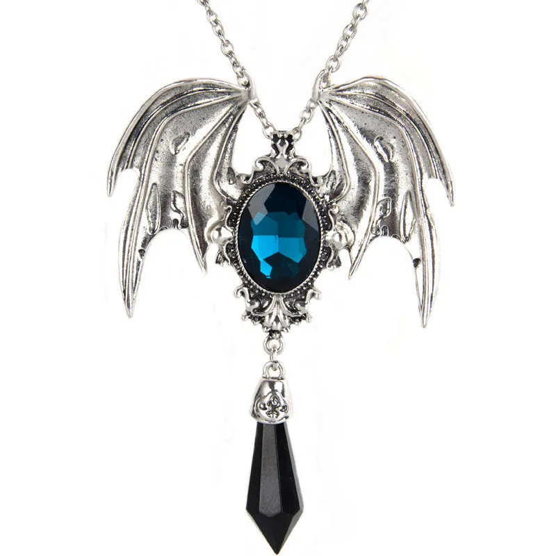 バットネックレス女性男性ゴシックジュエリーバット翼の結晶のペ - Men'S Accessories Jewelry Sale のレビューと価格