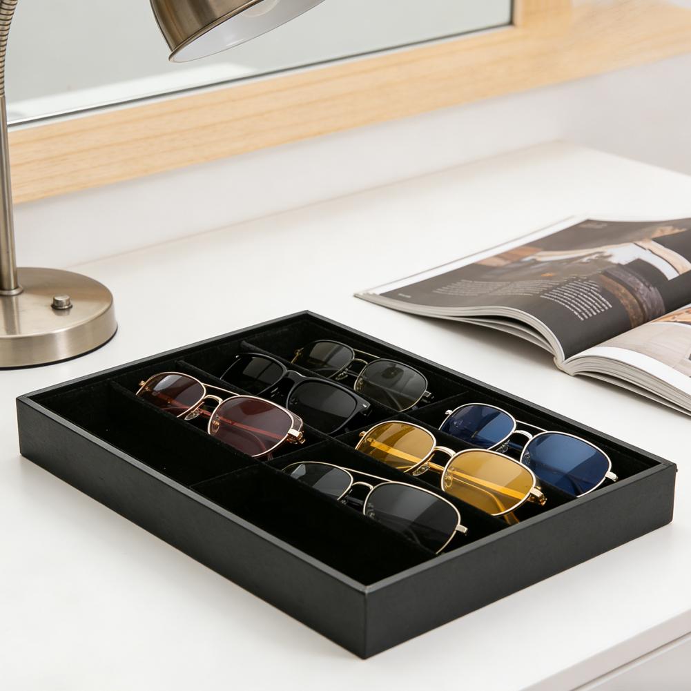 8グリッドベルベットメガネホルダー収納ボックス、積み重ね可能 - Men'S Accessories Organizer Tray のレビューと価格