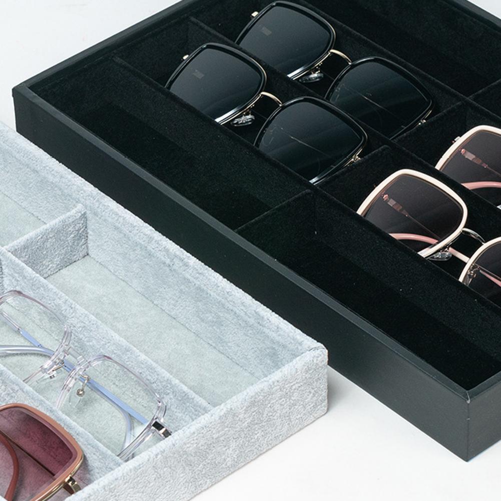 8グリッドベルベットメガネホルダー収納ボックス、積み重ね可能 - Men'S Accessories Organizer Tray のレビューと価格